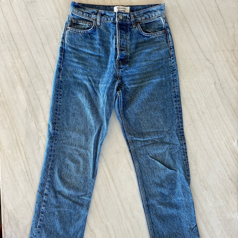 Reformation Cynthia High Rise Straight Jean (Size 26)